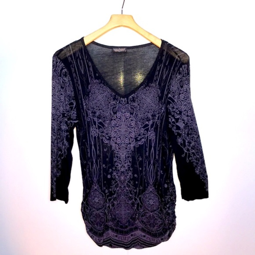 VANILLA SUGAR Black Purple Rhinestone Top EXCELLENT CONDITION Women’s SIZE MED